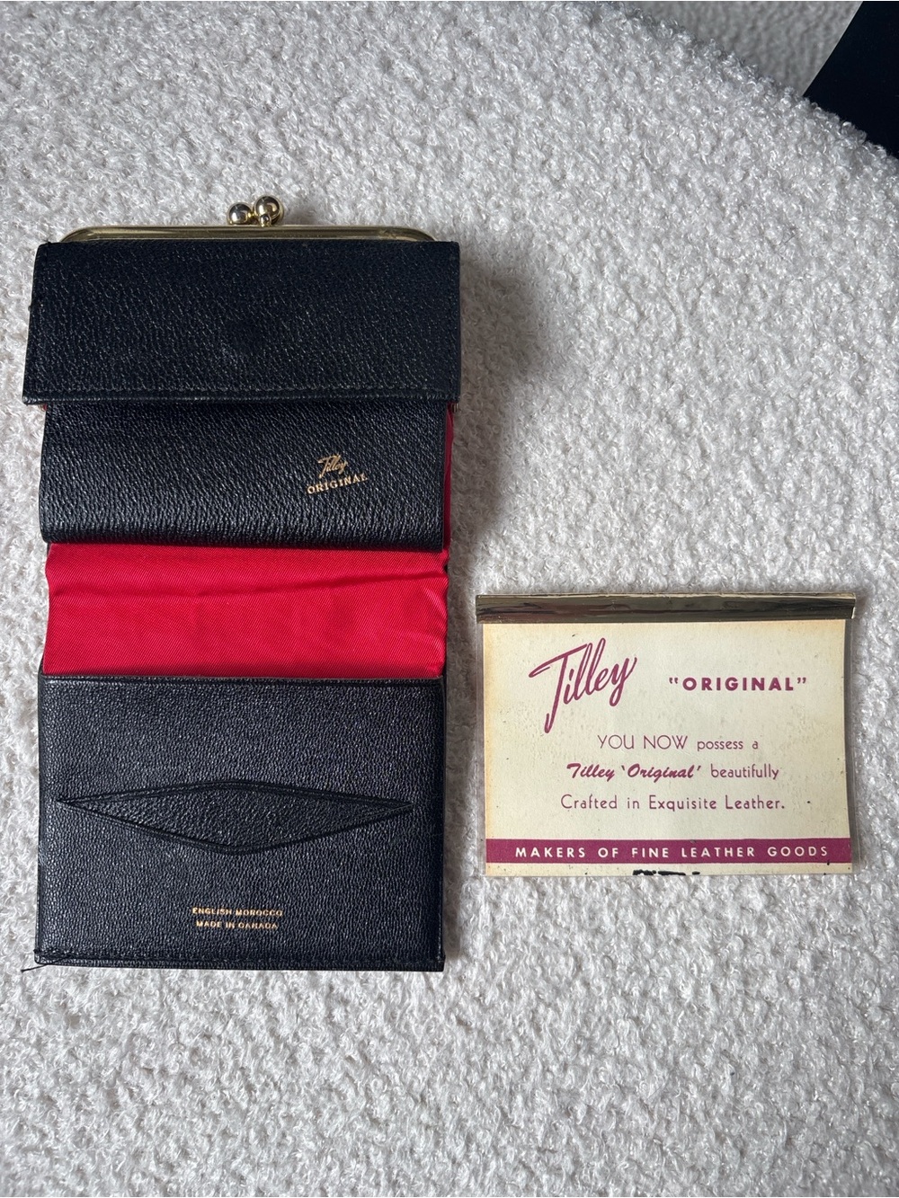 Vintage Tilley “Original” Black Leather Coin Purse Wallet Made in Canada